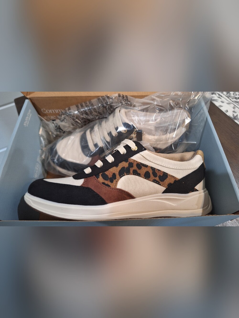 Life Stride Women's Leopard Accent Sneaker in Black, Brown & Cream